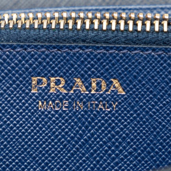 Prada Saffiano Long Wallet 1MH037 Black Navy Leather Women's PRADA - Picture 8 of 11